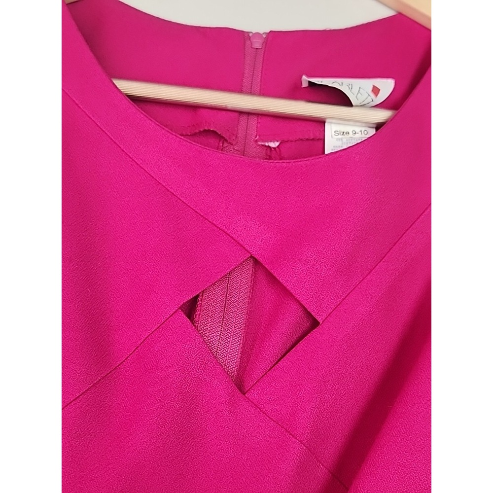 Vintage Scarlett Size 9/10Fusica PINK  Sleeveless Midi Dress Neck Cutout Barbie - Picture 5 of 9